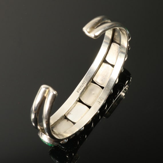 Native American Bracelet Malachite Gemstones Ster… - image 8