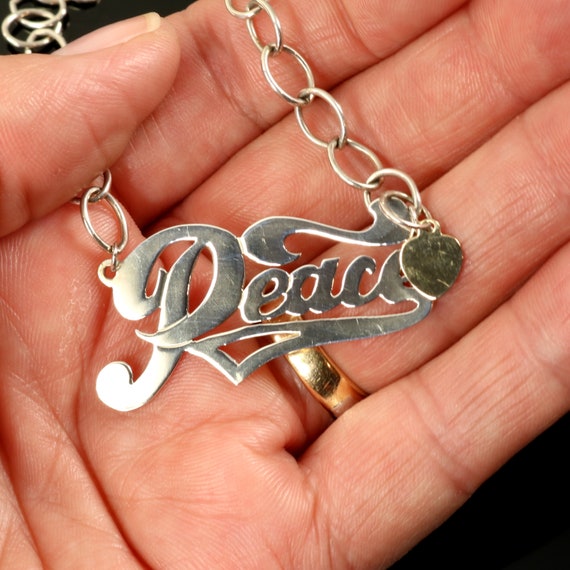 Peace Word Necklace Sterling Silver P-E-A-C-E Let… - image 7