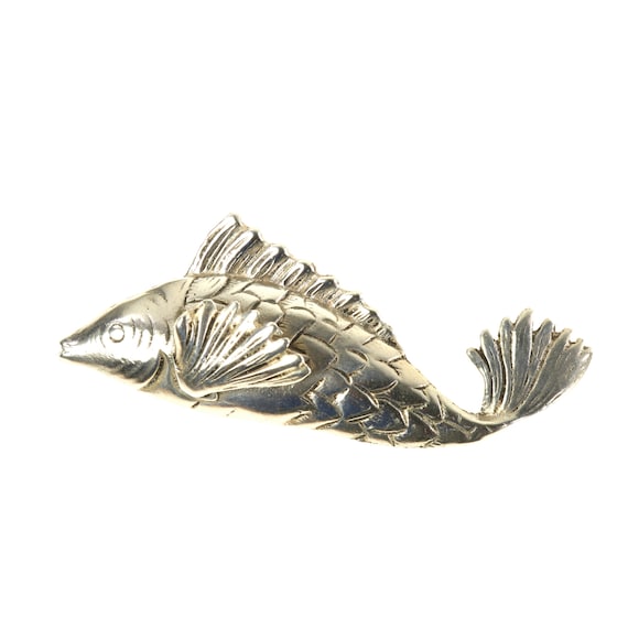 Fish Brooch Sterling Silver Heavy 3D Dimensional P