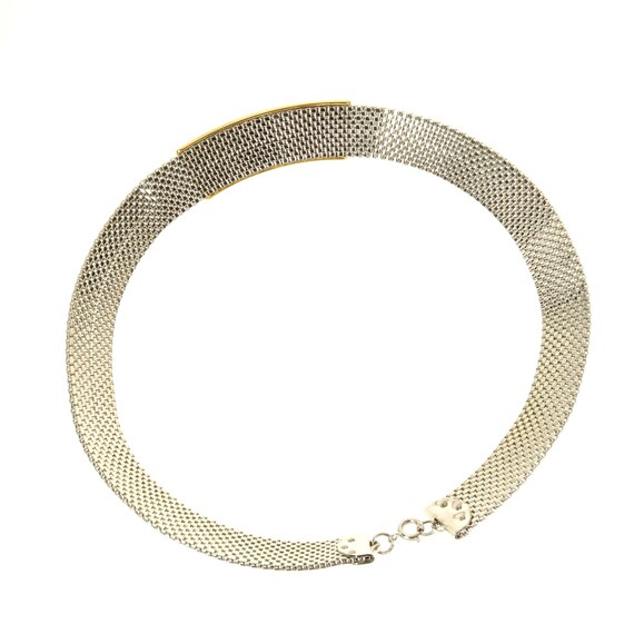Panther Mesh Choker Necklace Two-Tone Square CZ A… - image 6