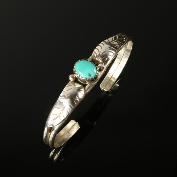 Southwestern Turquoise Bracelet Silver Cuff Blue … - image 2
