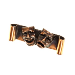 Comedy Tragedy Brooch Drama Masks Copper Tone Scroll Bar Brooch Theatre Pin