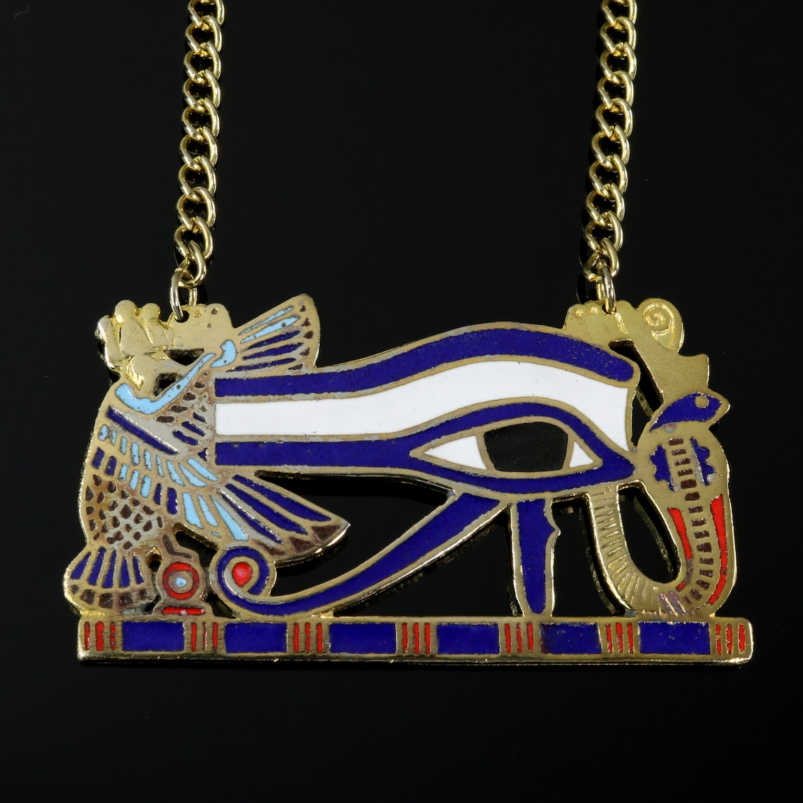 Egyptian Revival Pendant Eye of Horus Udjat Cloisonné Gold Etsy