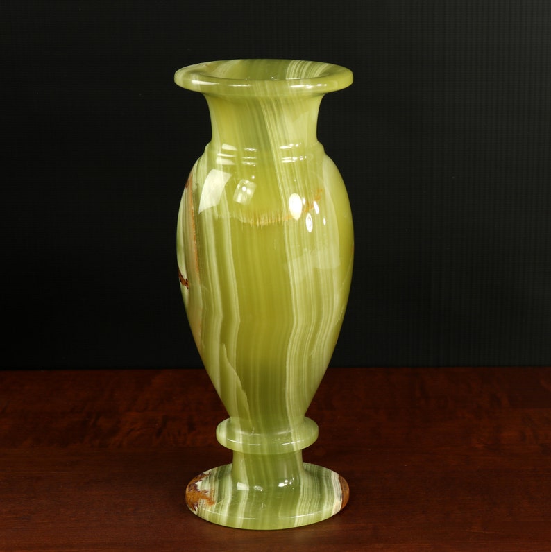 Green Onyx Vase Brown Banded Polished Stone Earthy Home Décor Etsy