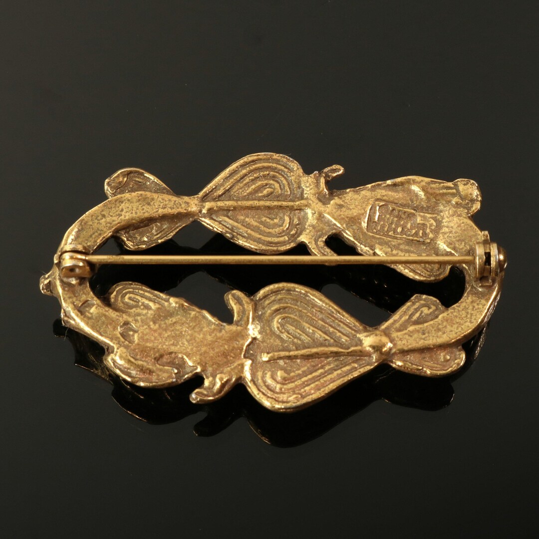 Alva Museum Replica Pisces Fish Brooch Pin Gold Tone Mythological ...