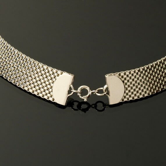 Panther Mesh Choker Necklace Two-Tone Square CZ A… - image 5