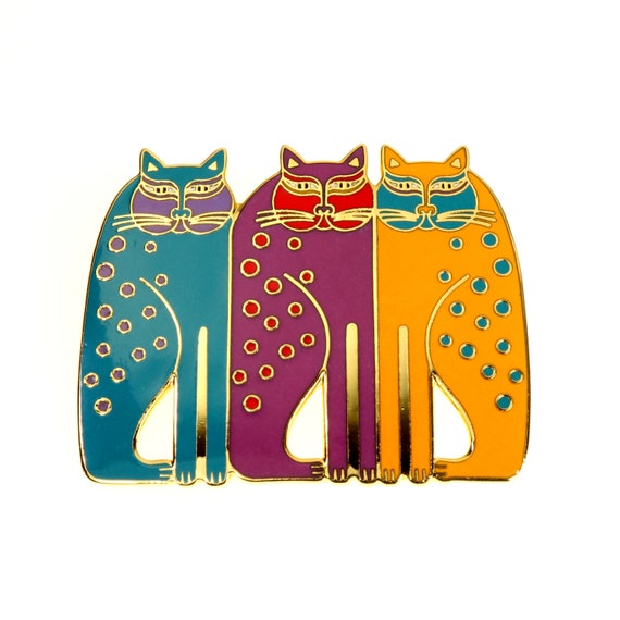 Laurel Burch Brooch Cat Pin Three ‘Siamese Cats’ E