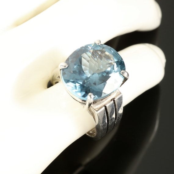 SETA Statement Ring Sterling Silver Oval Imitatio… - image 1