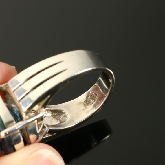 SETA Statement Ring Sterling Silver Oval Imitatio… - image 7