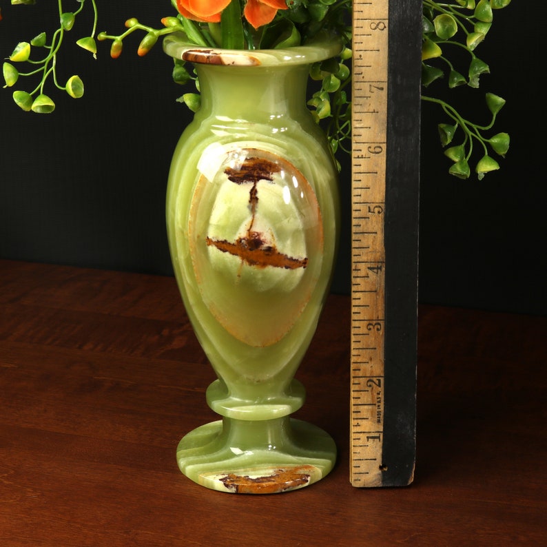 Green Onyx Vase Brown Banded Polished Stone Earthy Home Décor Etsy