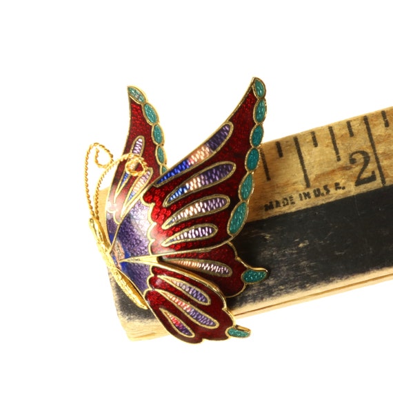 Butterfly Brooch Cloisonne Style Enamel Dimension… - image 9