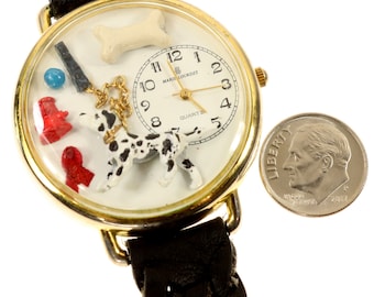 Reloj de pulsera para mujer Marie Lourdes con diseño de perro dálmata en 3D  y diorama