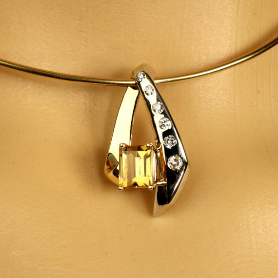 14K Slide Pendant Yellow Gold and White Gold Citrine … Gem