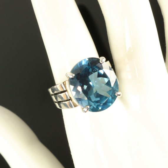 SETA Statement Ring Sterling Silver Oval Imitatio… - image 3