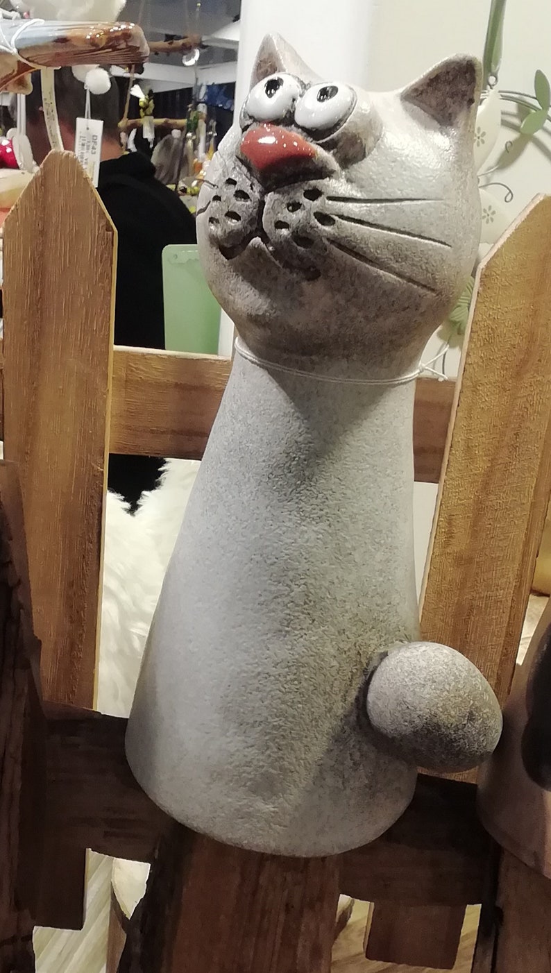 Zaunhocker Tiere, 23 cm hoch, Keramik, 17 cm Hasenzaunhocker Katze
