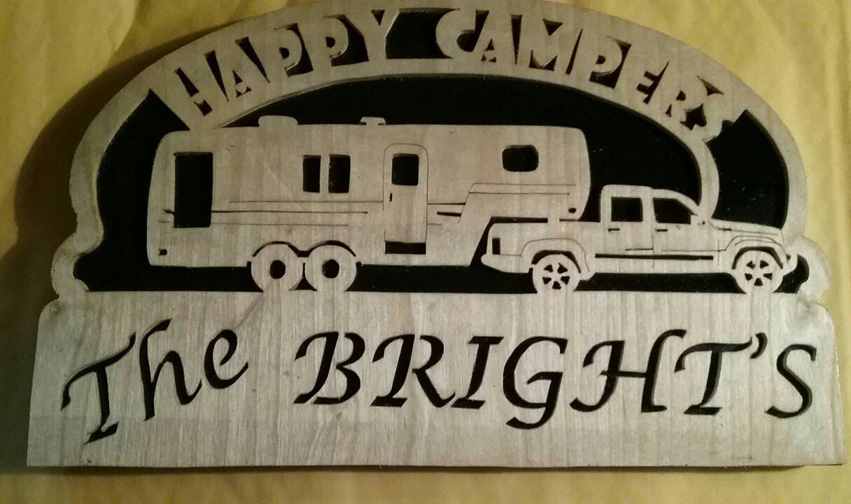 Scroll Saw Wooden 5th Wheel Happy Camper RV Sign Etsy Australia