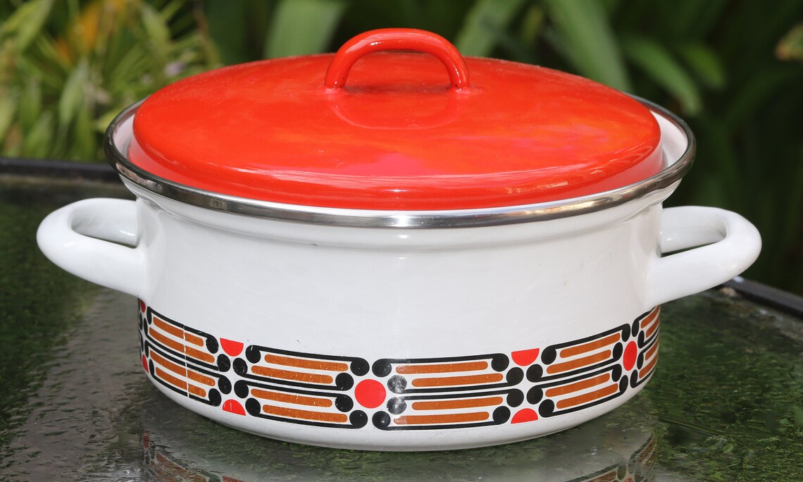 Enamel Casserole Dish With Lid. Retro Casserole Dish Etsy UK