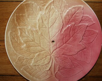 Vintage 10 inch Royal Winton Grimwades Maple Leaf Rose Pink Dinner Relief Plate
