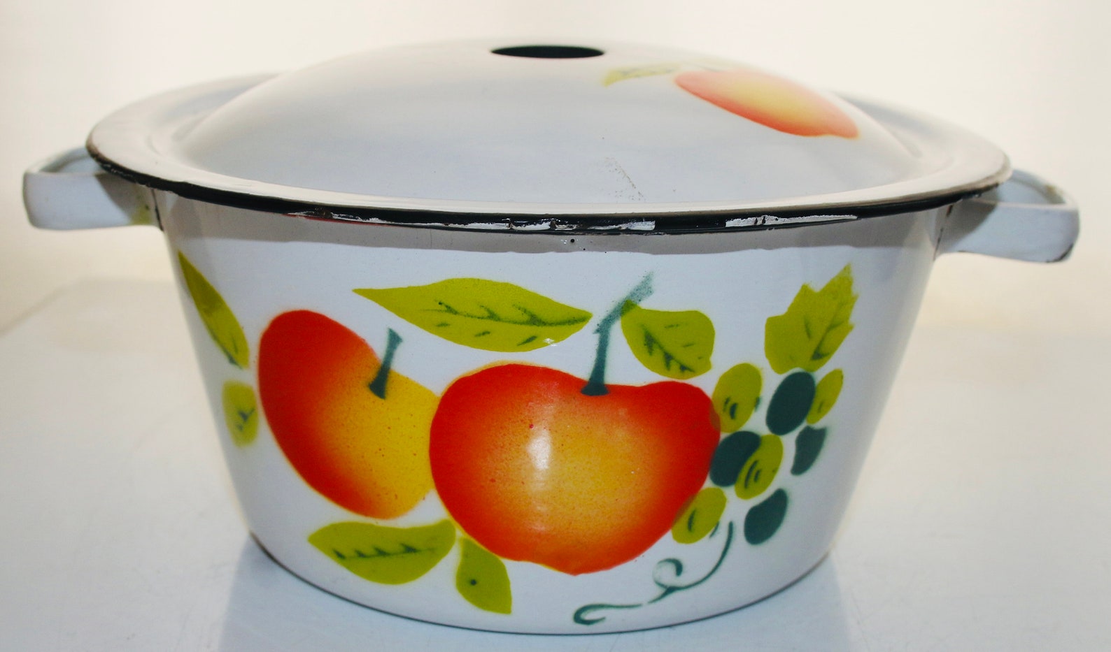 Fruit Enamel Bowl with Lid and Strainer Enamel Dish with Lid Etsy