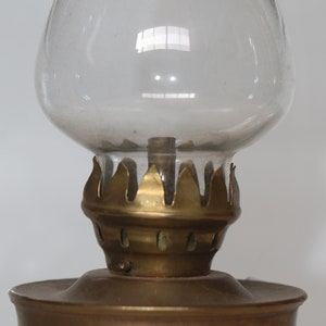 Small Brass Oil Lamp with Chimney