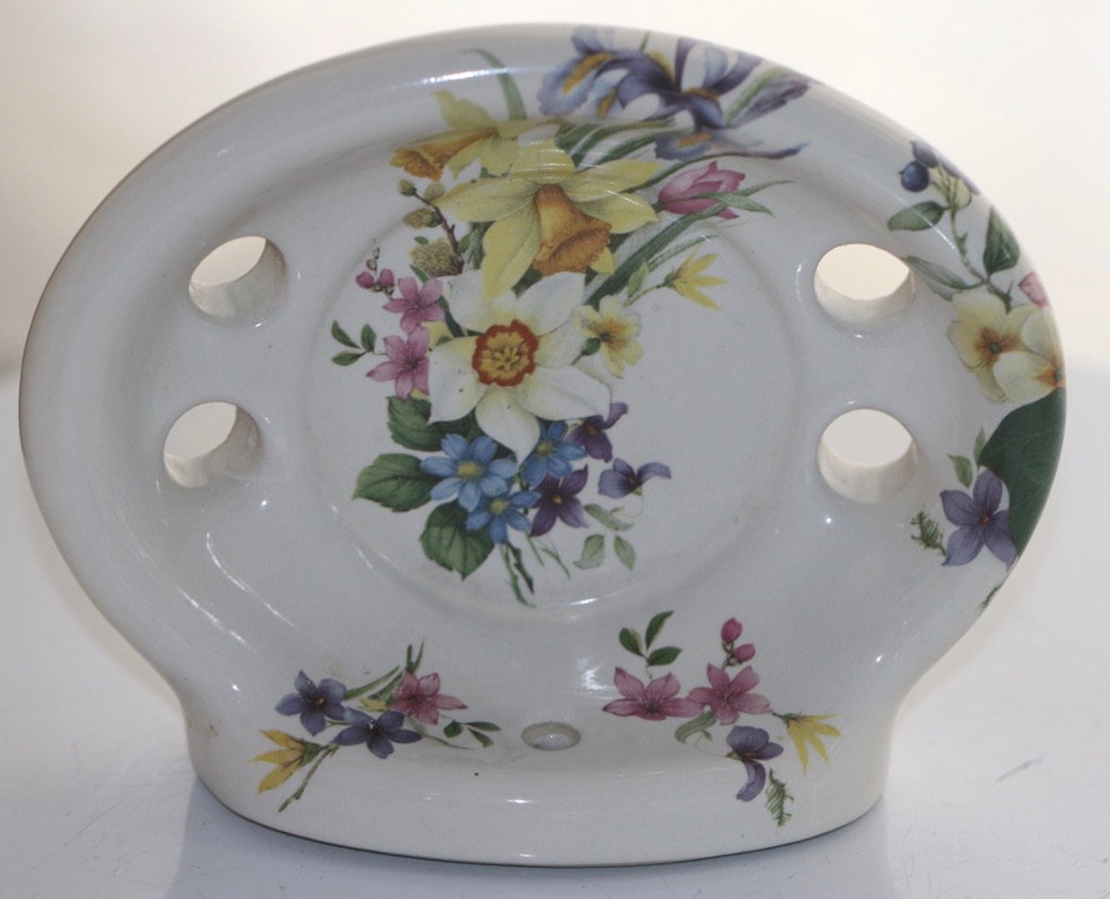 Vintage ceramic toothbrush holder Floral toothbrush and cup Etsy