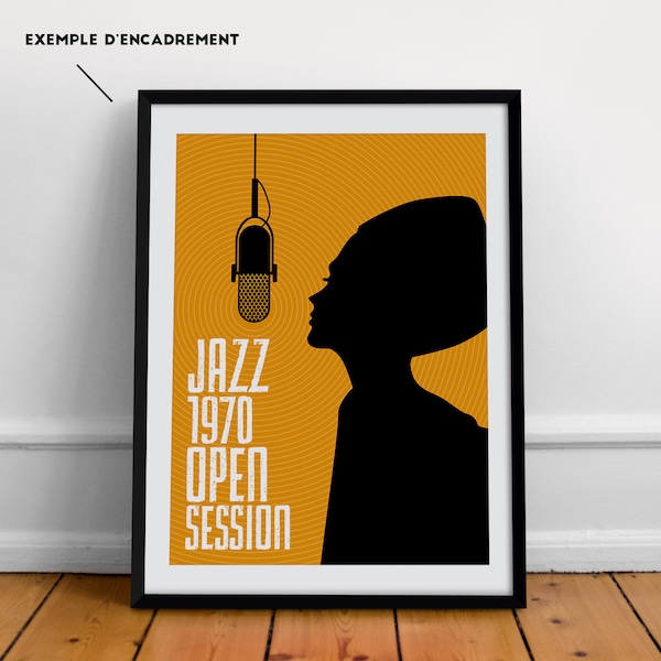 Affiche chanteuse de jazz soul, silhouette d'une femme qui chante avec son micro tête de mort, musique Afro smooth Jazz, Soul & Rock Steady.