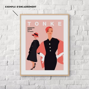 Vintage poster van mode-illustraties, damesmodetijdschrift, Vogue, Bazaar, Elle-type inspiratie
