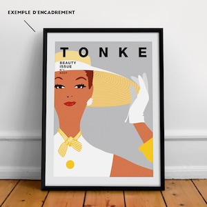 Vintage poster van mode-illustraties, damesmodetijdschrift, Vogue, Bazaar, Elle-type inspiratie