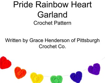 Pride Rainbow Heart Garland Crochet Pattern