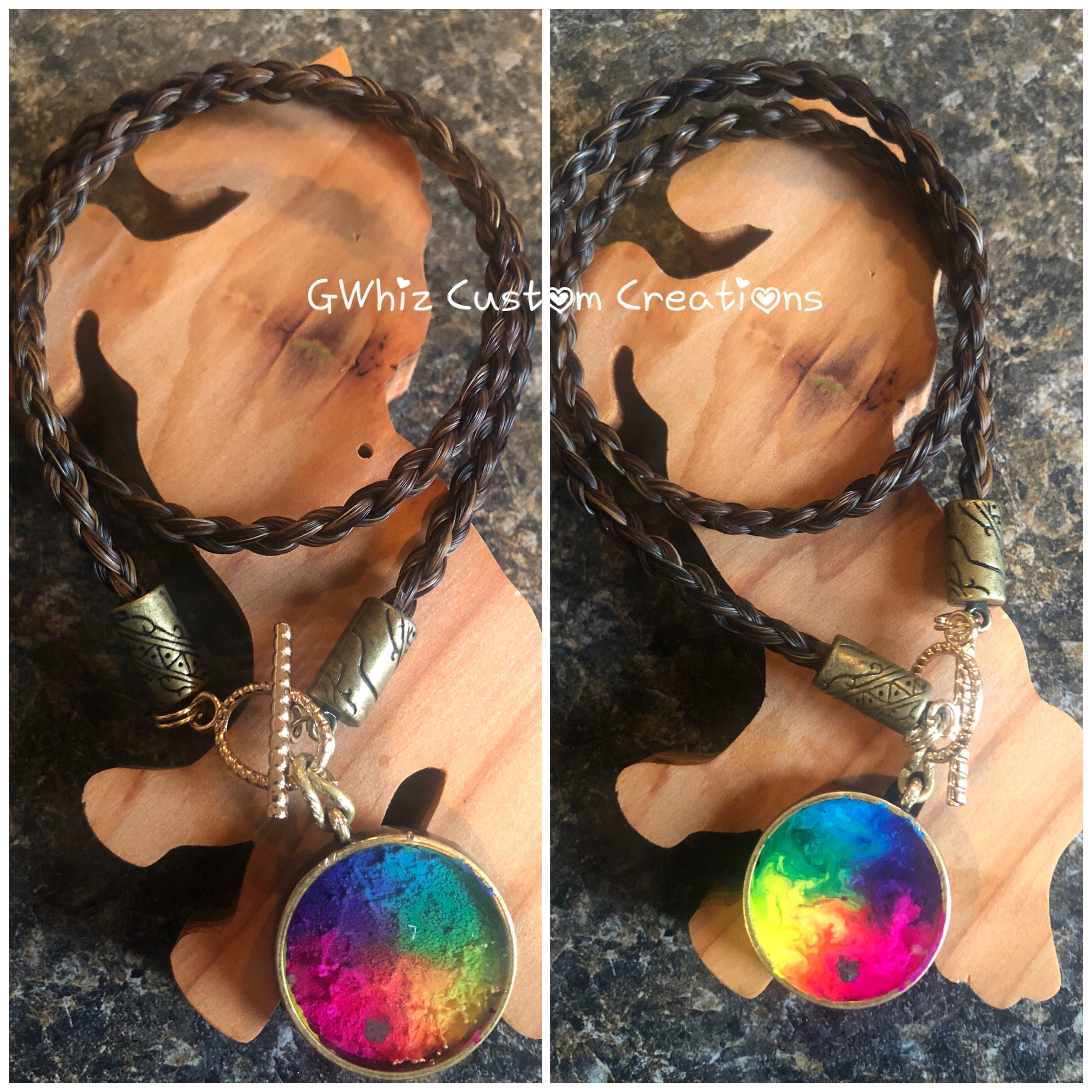 Horse Hair Necklace Horse Hair Resin Pendant Alcohol Ink Etsy