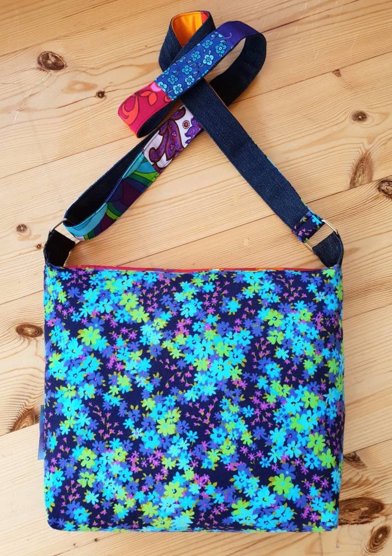 Funky Vintage Fabric Messenger Bag: floral bag cross body | Etsy