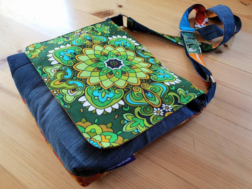 Funky Vintage Fabric Messenger Bag paisley bag cross body Etsy