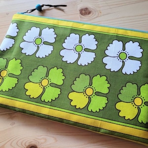Inveja Verde! Capa para laptop de algodão vintage. Clutch moderna, bolsa de tecido vintage, capa para iPad, bolsa grande com zíper, bolsa floral