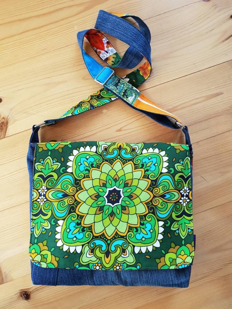 Funky Vintage Fabric Messenger Bag paisley bag cross body Etsy