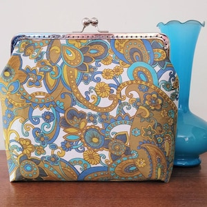Paisley and Plaid Collection: Clutch Two! Vintage Statement Clutch. Metal frame purse, handmade purse, paisley purse, kiss clasp purse