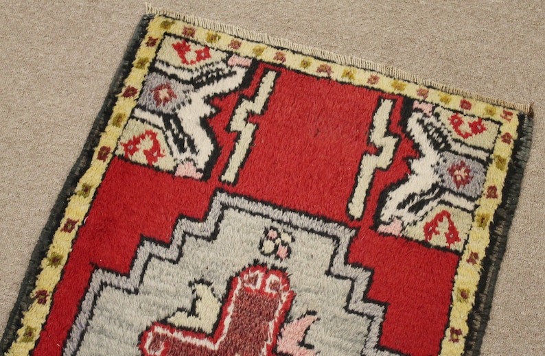 Turkish Rug 21/'/'x35/'/' Hand Woven Kirsehir Mini Carpet 54x90cm Door Mat Yastik