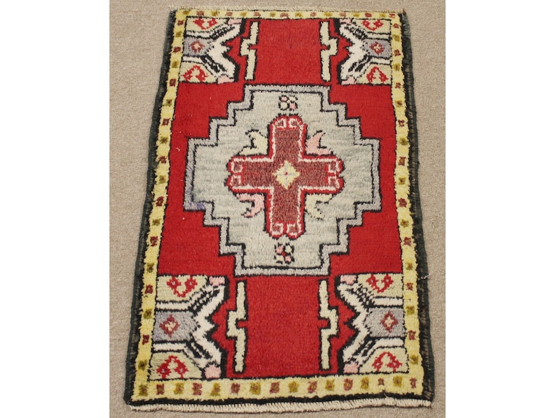 Turkish Rug 21/'/'x35/'/' Hand Woven Kirsehir Mini Carpet 54x90cm Door Mat Yastik