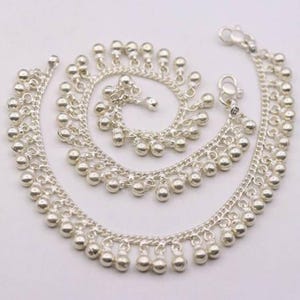Anklet Silver Plated Women Ankle Chain Foot Bracelet Wadding Jewelry Payal Bollywood Indian Anklets Girls Foot Chain Christmas Gifts 1 Pair
