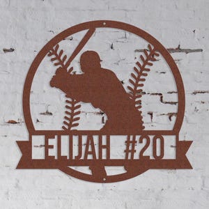 Personalized Baseball Metal Name Sign: Custom Sports Decor