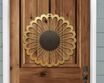 Metal Sunflower Door Wreath - Makes a Great Gift for mom, dad, best friend, teacher, or sister!