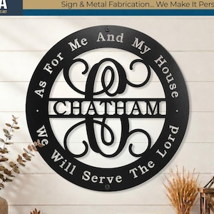 Personalized Family Name Metal Sign with Joshua 24 15 Bible Verse