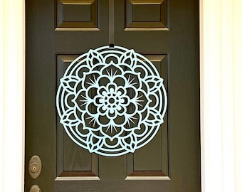 Cascade Lotus Flower Door Wreath - Year Round Door Decor | custom metal sign