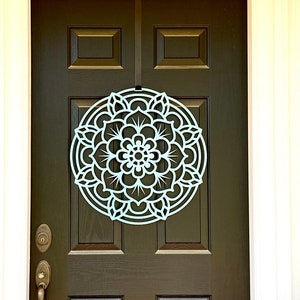 Cascade Lotus Flower Door Wreath - Year Round Door Decor | custom metal sign