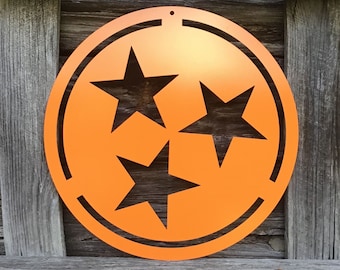 Tennessee Tristar Custom Metal Sign: Outdoor Garden Wall Art - Multiple Colors Available