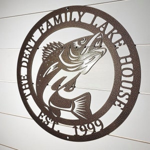 Personalized Metal Walleye Fish Sign: Lake House Decor