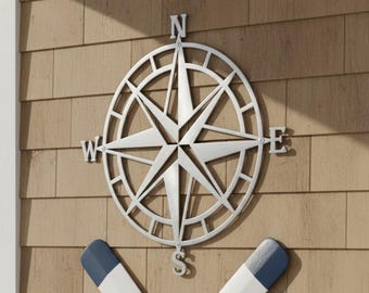 Large Nautical Compass Rose Wall Art Coastal Outdoor Beach House Metal Wall Decor
