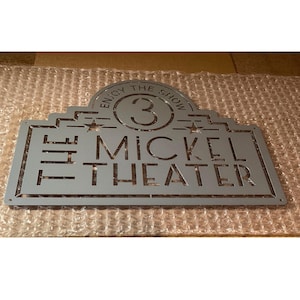 Custom Home Theater Metal Sign: Personalized Family Name, Movie Room Decor