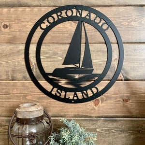 Personalized Sailboat Metal Sign: Nautical Lake House Decor
