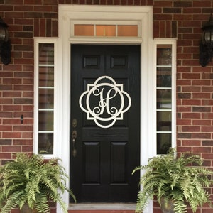 Modern Farmhouse Decor | Monogrammed Metal Door Wreath | Double Framed Initial Door Hanger | Monogram Letter Door Wreath |