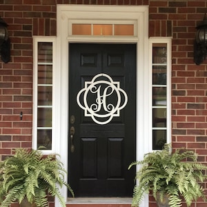 Modern Farmhouse Decor | Monogrammed Metal Door Wreath | Double Framed Initial Door Hanger | Monogram Letter Door Wreath |